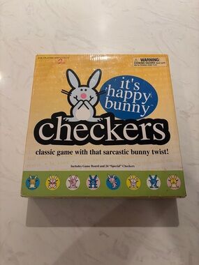 It's Happy Bunny Checkers Classic Board Game - Yellow